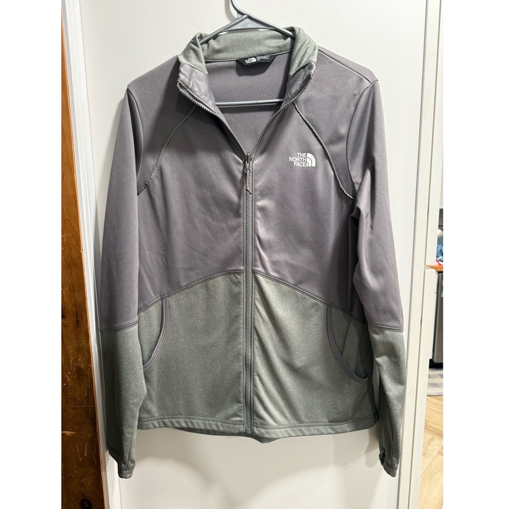 The North Face Womens Full Zip Track Jacket Grey Green Two Tone A2SZK Large
